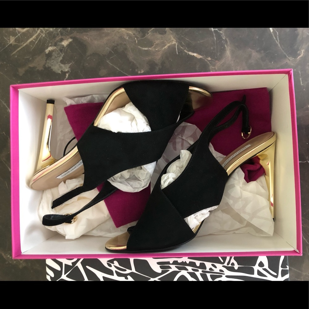 Diane von Furstenberg Black Suede Stilettos Size 8